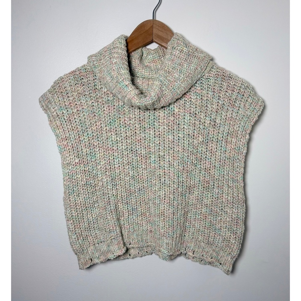 Pants Store Womens Cowl Neck Sleeveless Sweater Vest Cream Multi Confetti NWT